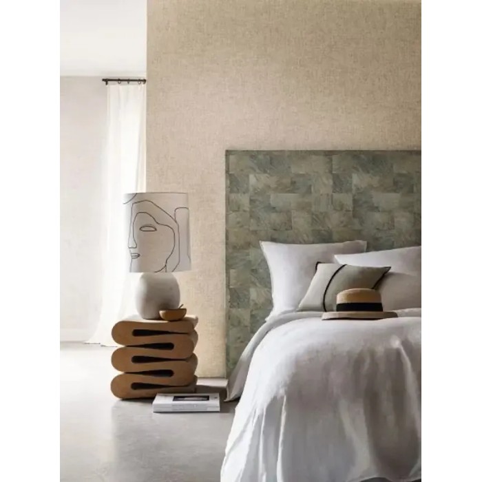 Casamance|Mosaik Tapete exotische Blätter Holzeffekt grün|Holzimitat