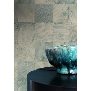 Casamance|Mosaik Tapete exotische Blätter Holzeffekt blau-grau|Holzimitat 2