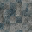 Casamance|Mosaik Tapete exotische Blätter Holzeffekt blau-grau|Holzimitat