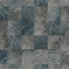 Casamance|Mosaik Tapete exotische Blätter Holzeffekt blau-grau|Holzimitat