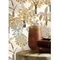 Casamance|Wallpaper tropical bamboo and fig trees white and gold|High-End