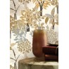 Casamance|Wallpaper tropical bamboo and fig trees white and gold|High-End
