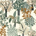Casamance|Tropische Tapete Bambus und Feigenbäume weiß-grün|Hochwertige