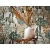 Casamance|Papier peint tropical bambou et figuiers blanc et vert|Haut Gamme