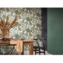 Casamance|Tropische Tapete Bambus und Feigenbäume weiß-grün|Hochwertige