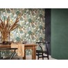 Casamance|Papier peint tropical bambou et figuiers blanc et vert|Haut Gamme