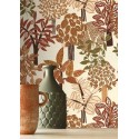 Casamance|Wallpaper tropical bamboo and fig trees white and ochre|High-End