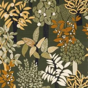 Casamance|Wallpaper tropical bamboo and fig trees white and ochre|High-End