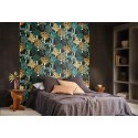 Casamance|Papel pintado tropical bambú negro multicolor estilo exótico|Papel Pintado