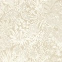 Casamance|Papier peint floral feuilles beige effet paille texturé|Ethnique
