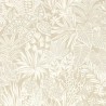 Casamance|Florale Tapete Blätter beige Stroheffekt strukturiert|Ethnisch