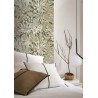 Casamance|Wallpaper floral leaves khaki green natural straw effect|Ethnic