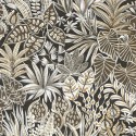 Casamance|Wallpaper floral leaves black and white natural fiber style|Ethnic