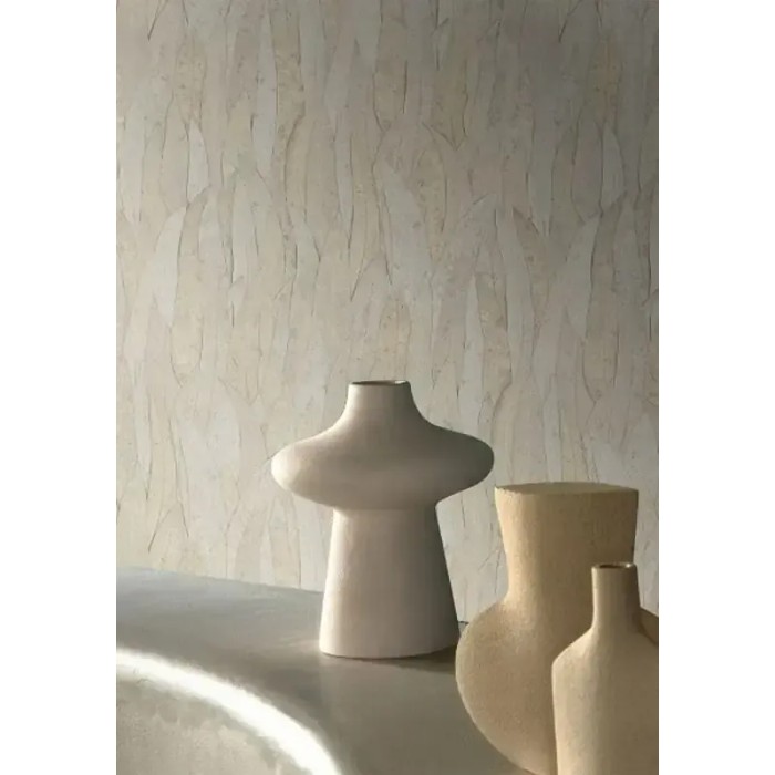 Casamance|Papier peint feuilles d’eucalyptus beige avec relief 3D|Haut Gamme