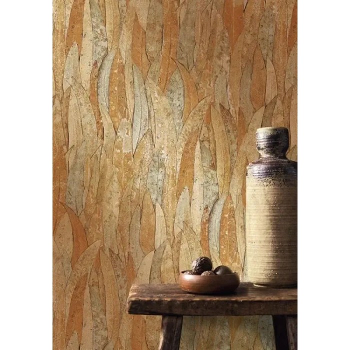 Papel pintado hojas de eucalipto marrón con textura 3D - Casamance Golfe Du Bengale 75961426