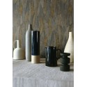 Casamance|Papel pintado hojas de eucalipto gris y caqui con relieve natural|Alta Gama