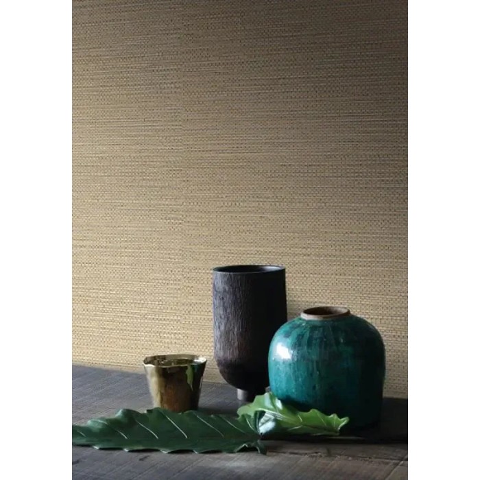 Casamance|Papier peint fibres naturelles beige effet osier artisanal|Imitation Raphia