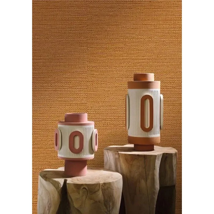 Casamance|Naturfaser Tapete senforange Korbgeflecht-Stil|Raffiaimitation