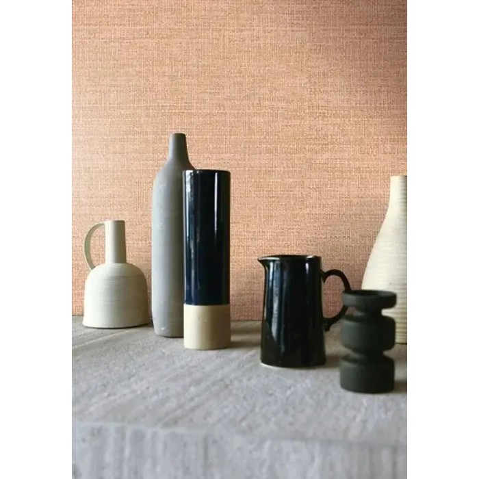 Casamance|Wallpaper raffia orange and pink dyed colorful|Raffia Imitation