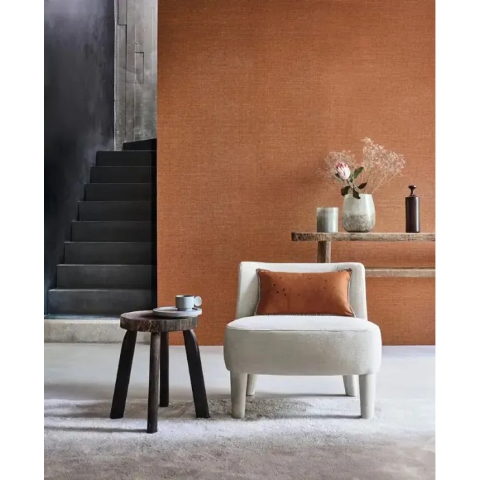 Casamance|Wallpaper raffia orange dyed natural fibers|Raffia Imitation