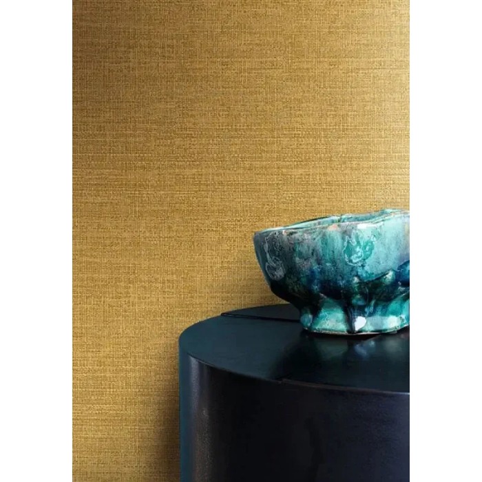 Casamance|Papier peint raphia jaune ocre teinté naturel|Imitation Raphia