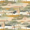 Casamance|Waldlandschaft Tapete beige-weiß-grün Aquarell|Figurative