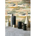 Casamance|Waldlandschaft Tapete beige-weiß-grün Aquarell|Figurative