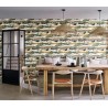 Casamance|Wallpaper forest landscape white green and ochre watercolor|Figurative