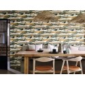 Casamance|Wallpaper forest landscape white green and ochre watercolor|Figurative