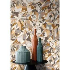 Casamance|Papier peint oasis floral moderne noir bleu et doré|Tropical 2