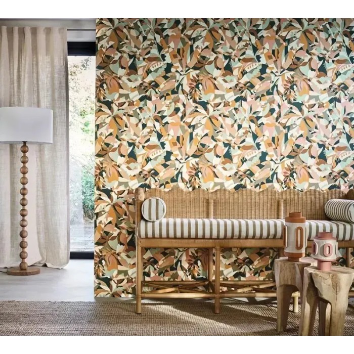 Casamance|Abstrakte Blumentapete bunt künstlerischer Stil|Tropische