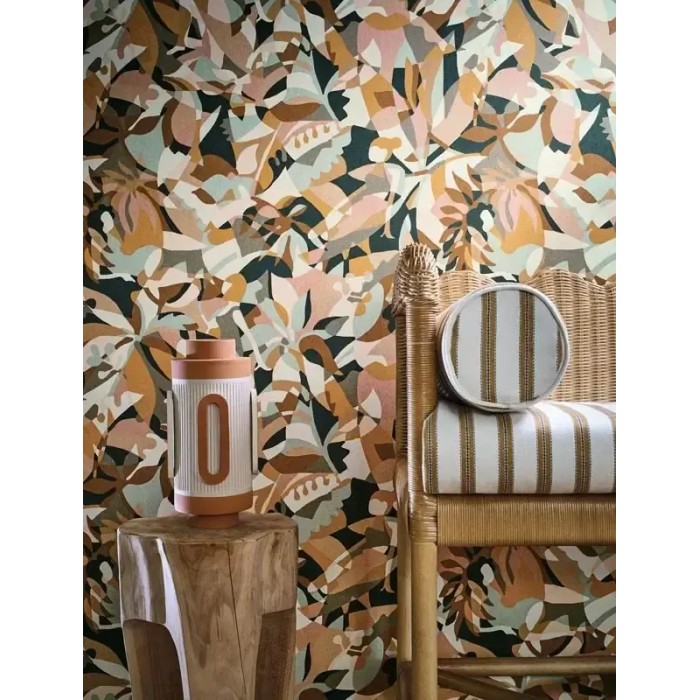 Casamance|Abstrakte Blumentapete bunt künstlerischer Stil|Tropische