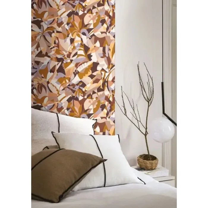 Casamance|Abstrakte Blumentapete mit geometrischen Silhouetten bunt|Tapeten