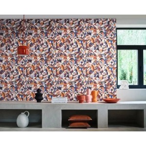 Casamance|Abstrakte Blumentapete mit geometrischen Silhouetten bunt|Tapeten 2