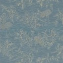 Casamance|Wallpaper turquoise blue cranes metallic|Oriental