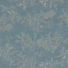 Casamance|Wallpaper turquoise blue cranes metallic|Oriental