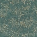 Casamance|Papier peint grues vertes et dorées finition métallique|Papier Peint