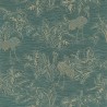 Casamance|Wallpaper green and gold cranes metallic finish|Wallpaper