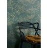 Casamance|Wallpaper green and gold cranes metallic finish|Wallpaper