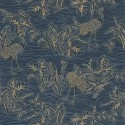 Casamance|Wallpaper blue decorative cranes metallic effect|Wallpaper