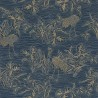 Casamance|Papier peint grues bleues décoratives effet métallisé|Papier Peint