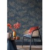 Casamance|Wallpaper blue decorative cranes metallic effect|Wallpaper
