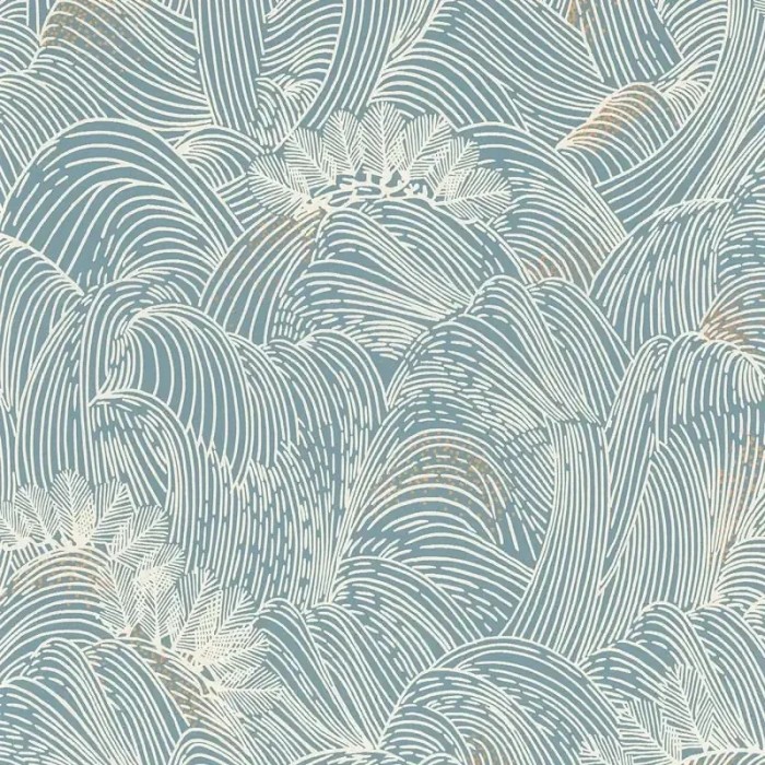 Casamance|Papel pintado abstracto oleaje azul con destellos metálicos|Marinero & Náutico