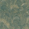 Casamance|Abstrakte Tapete Wellen grün-gold metallisch|Abstrakt