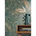 Casamance|Abstrakte Tapete Wellen grün-gold metallisch|Abstrakt