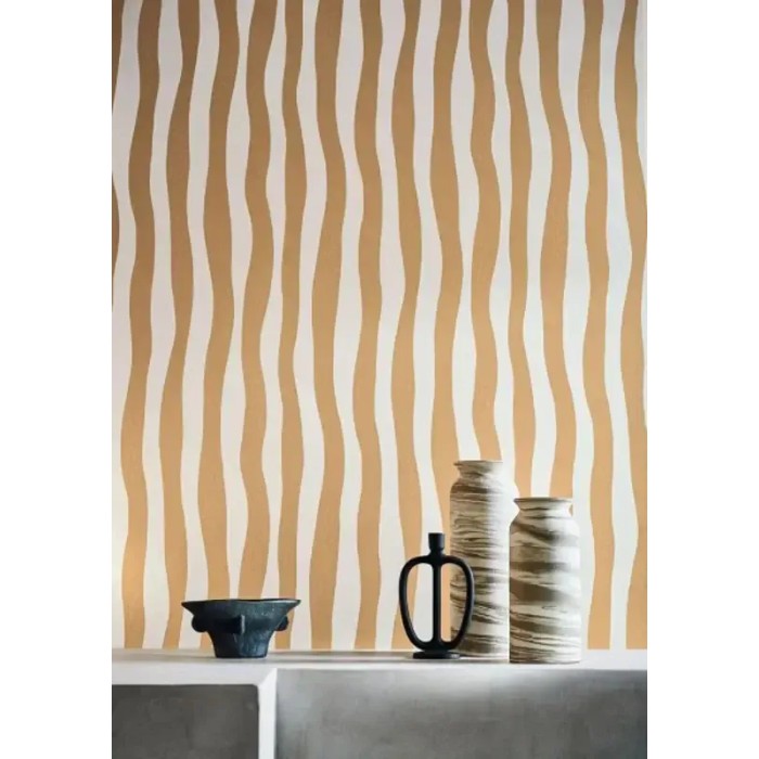 Casamance|Papier peint rayures ondulées blanches et bleues|Rayures