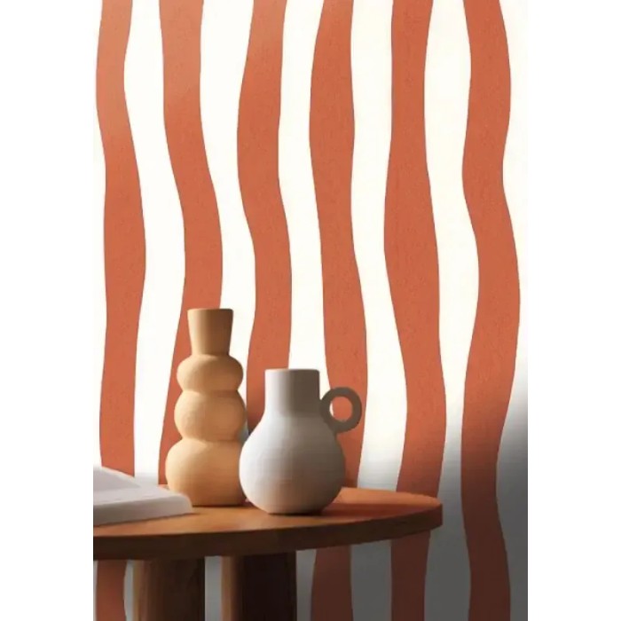 Casamance|Tapete gewellte orange Streifen|Streifen