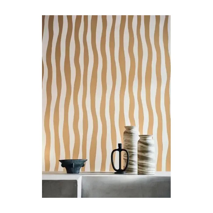 Casamance|Wavy blue striped wallpaper|Stripes