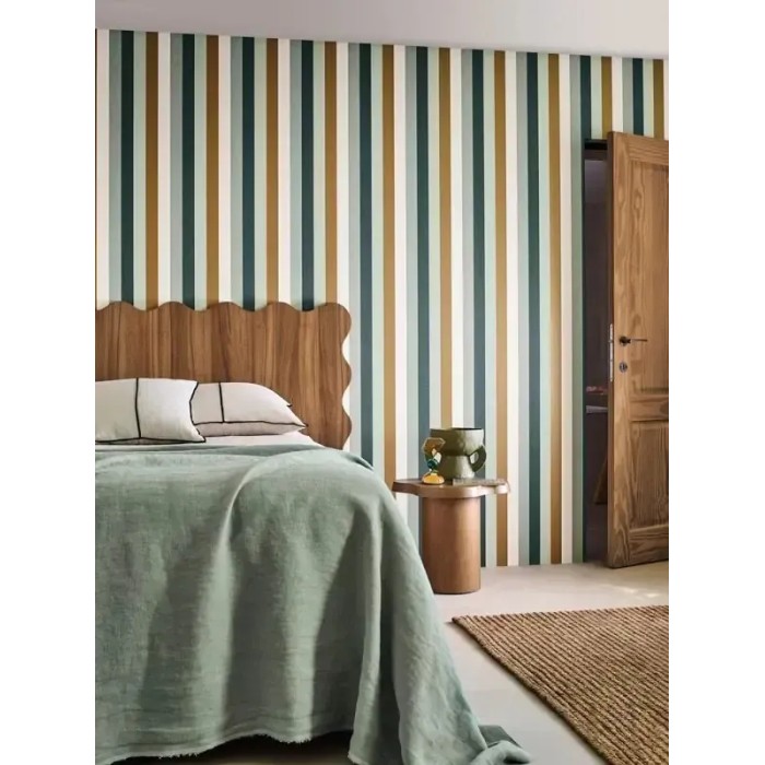 Casamance|Tapete vertikale grün-braune Streifen|Streifen