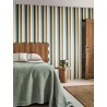 Casamance|Vertical green and brown-toned striped wallpaper|Stripes